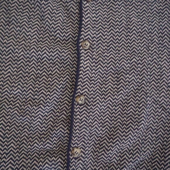 Vintage Old Glory Navy White 3D Knit Chevron 100% Cotton Button Vest Sweater M - Picture 10 of 11